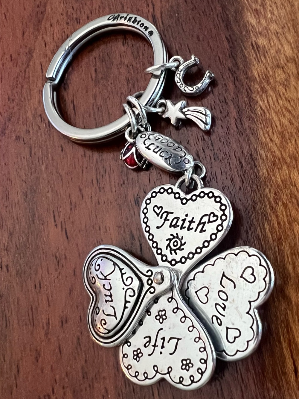 Brighton Keychain Tags Charms  Fine Silver .999 Plated Faith Luck, Life, Love,